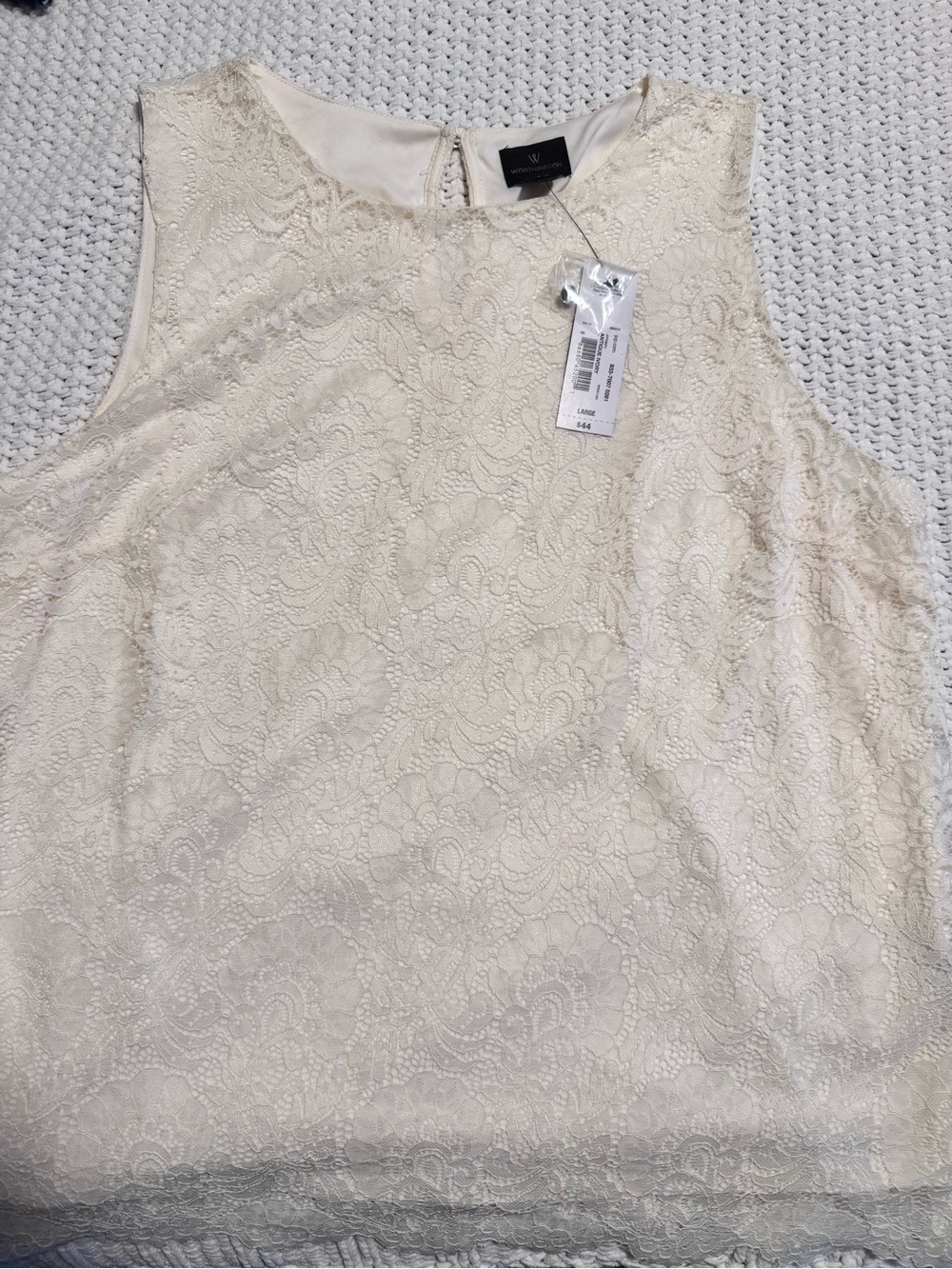 Worthington Ivory Lace Overlay Sleeveless Top